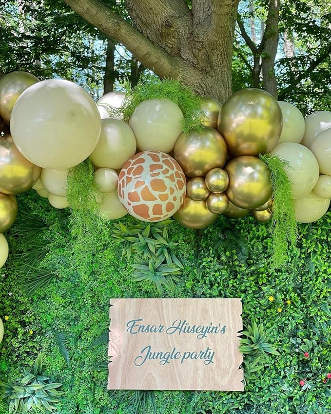 50pcs Giraffe Print Balloons, 12inch Animal Print Thick Latex Balloons for Safari Jungle Party Supplies Wild One Birthday Baby Shower Wildlife Theme Party Decoration