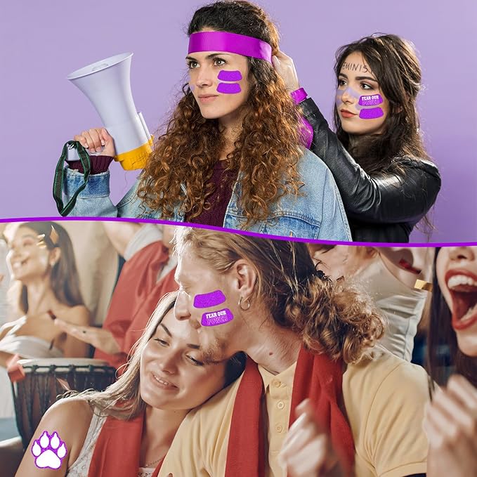 Gameza Purple Face Glitter Eye Black Stickers, 36PCS Football Baseball Breathable Eye Stickers, Soccer Face Sticker Party Favors for Lacrosse Fans, Spirit Day Accessories (Glitter, Purple)