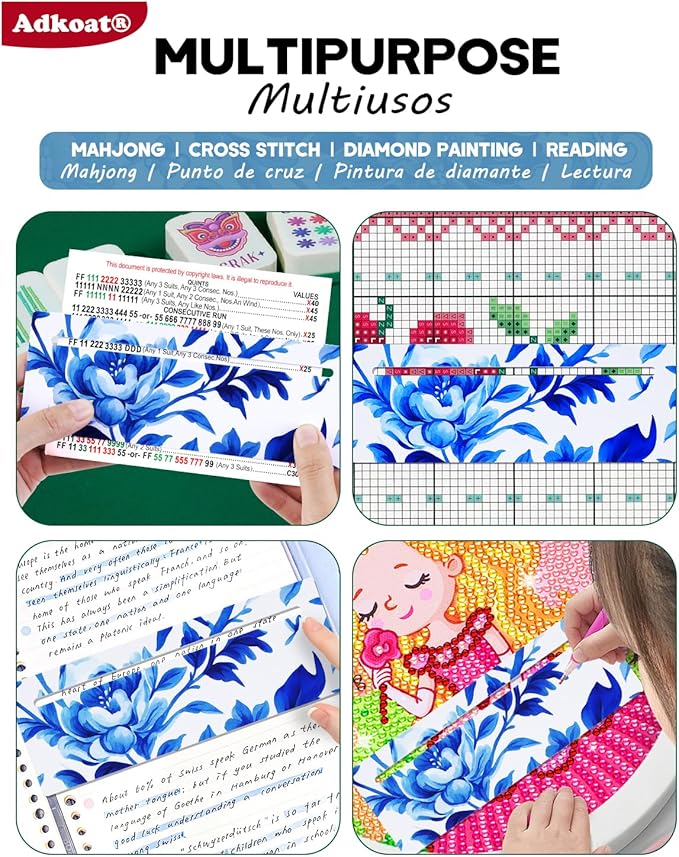 Adkoat® 4PCS Chinoiserie Mahjong Line Finder: Mah Jongg Accessories and Gifts - American Mahj Card Line Marker to Reading - Guided Reading Ruler Tool for ADHD Dyslexia Overlays Mahjongg Players