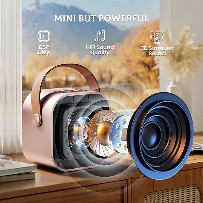 Mini Karaoke Machine for Kids, 2026 TOP Toys Birthday Gifts Ideas for Girls Ages 4, 5, 6, 7, 8, 9, 10, 12+ Years Old, Portable MP3 Player with 2 Wireless Mics for Family Home Party