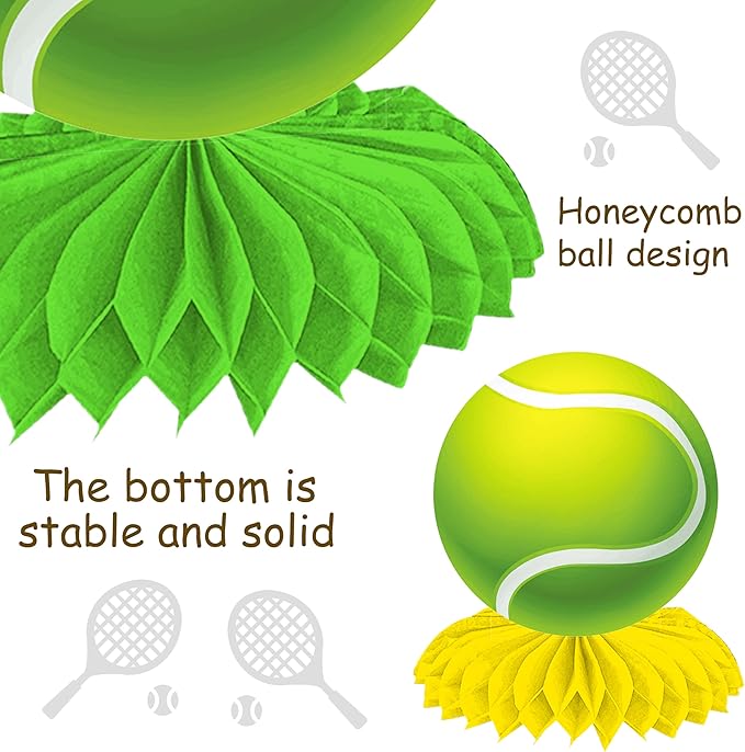 C L cooper life Tennis Party Honeycomb Centerpieces for Tennis Ball Birthday Party Decorations Sport Theme Centerpiece Decoration for Sport Theme Baby Shower Supplies