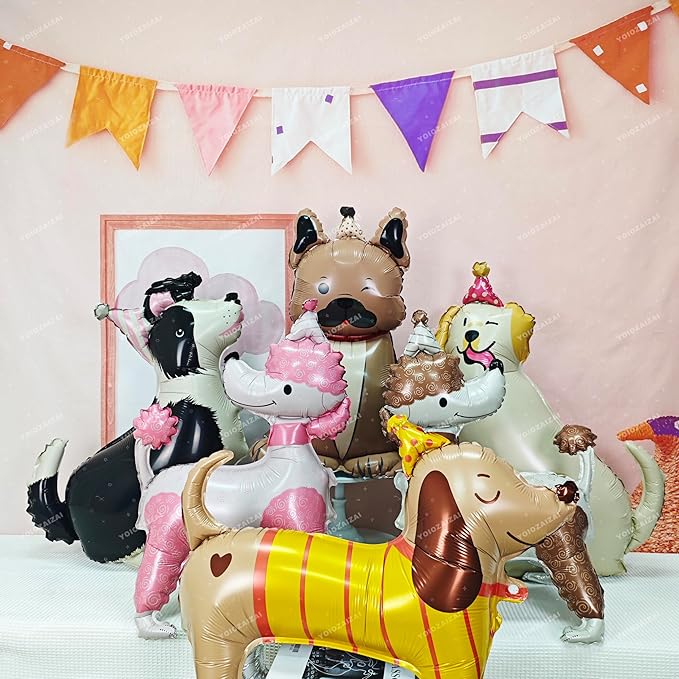 2PCS Self Standing Dog Animal Balloons Cute Pet Puppy Birthday Foil Balloon For Kids Gift Animal Dog Themed Birthday Baby Shower Pet Party Decorations Supplies