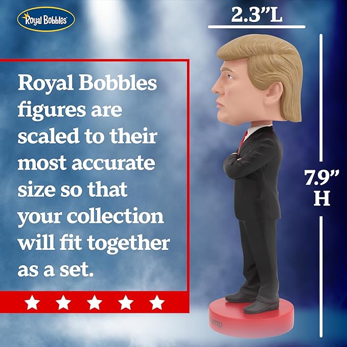 Royal Bobbles Donald Trump, 45th President of The United States – 8 Inches Tall – Collectible Bobblehead Statue