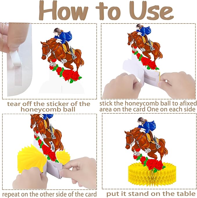 umoni 14pcs Derby Horsing Honeycomb Centerpieces Derby Horse Decorations Horse Racing Game Party Supplies Derby Party Table Decoration for Derby Day Festival Decor