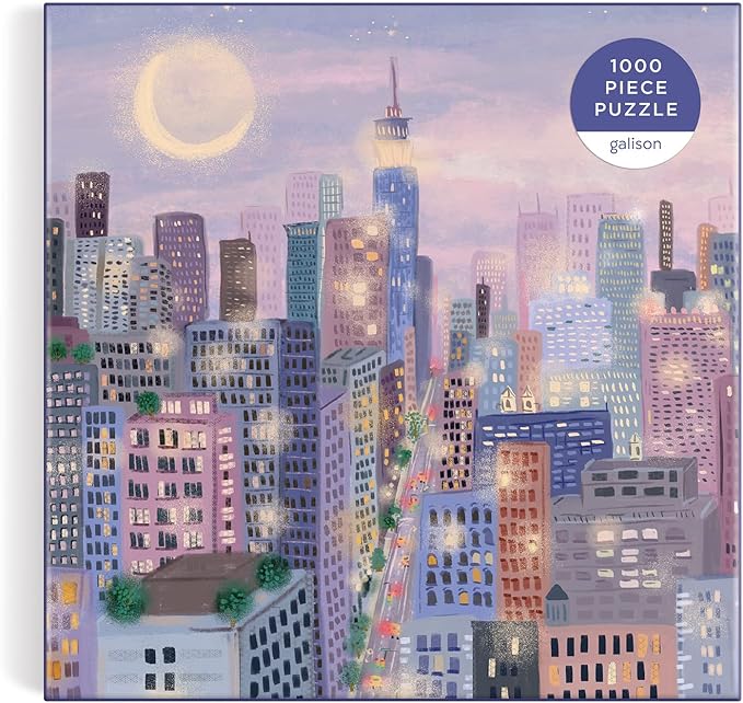 Galison City Lights 1000 Piece Puzzle in a Square Box from Galison - 1000 Piece Puzzle for Adults, Beautiful Illustrations from Joy Laforme, Thick and Sturdy Pieces, Idea