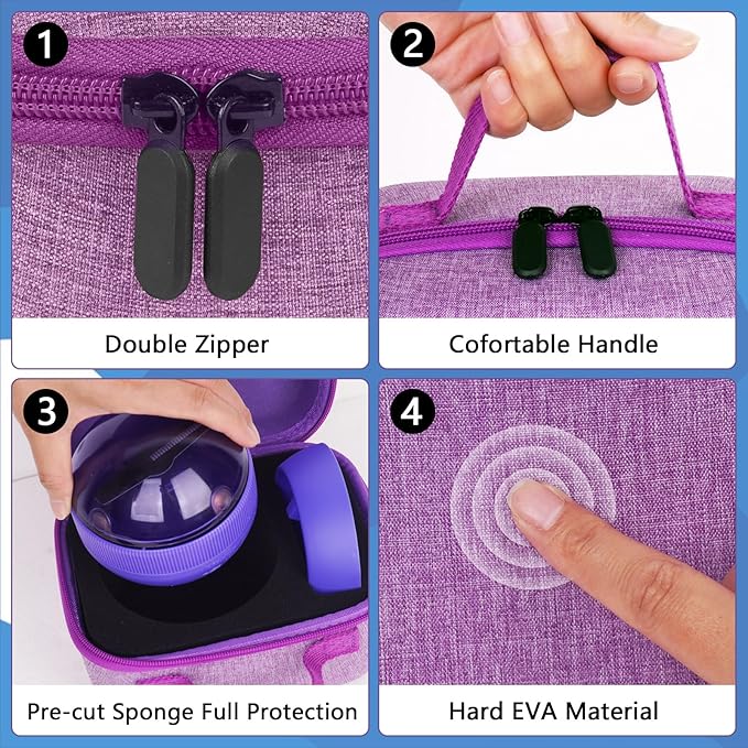 YouKnow Travel Case for Bitzee Hamster Ball Interactive Toy - Shockproof Storage Box with Custom Foam Insert & Carry Handle, Fits Electronic Pet Toy + Dock (Only Case) (Purple)