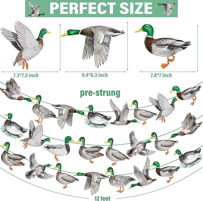 Mallard Duck Banners Duck Hunting Party Banners Duck Theme Birthday Party Decoration for Duck Hunter Baby Shower Supplies