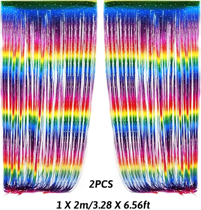 Party Decorations, Colourful Rainbow Foil Fringe Curtain Fiesta Hanging Paper Fans Pompoms Honeycomb Paper Hot air Balloon Garlands for Mexican Cinco De Mayo Taco Birthday Party Supplies