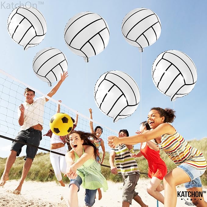 KatchOn, Volleyball Balloons for Volleyball Party Decorations - 18 Inch, Pack of 6 | Volleyball Sports Balloons, Senior Night Decorations | Volleyball Mylar, Birthday Decorations