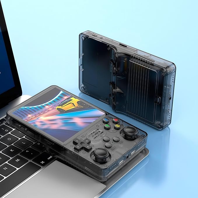 HatiLuminis R36plus Handheld Retro Game Console 4.0-inch IPS Screen,Preloaded with Classic Games,Portable Pocket Video Gaming with Valentine's Card & Premium Gift Box (Black)