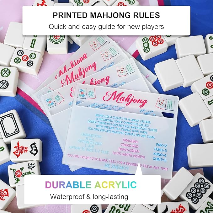 Mahjong Line Finder, 4 Pack Bright Mahjong Rules Helper Reader Beginner-Friendly Mahjong Accessories (White)