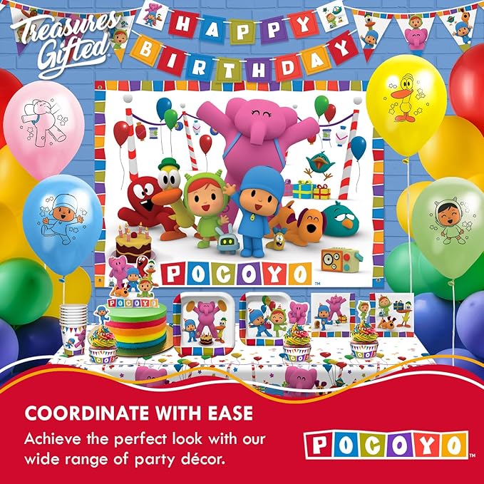 Treasures Gifted Officially Licensed Pocoyo Party Supplies Banner - (1) Pre-strung Banner - Pocoyo Birthday Decorations