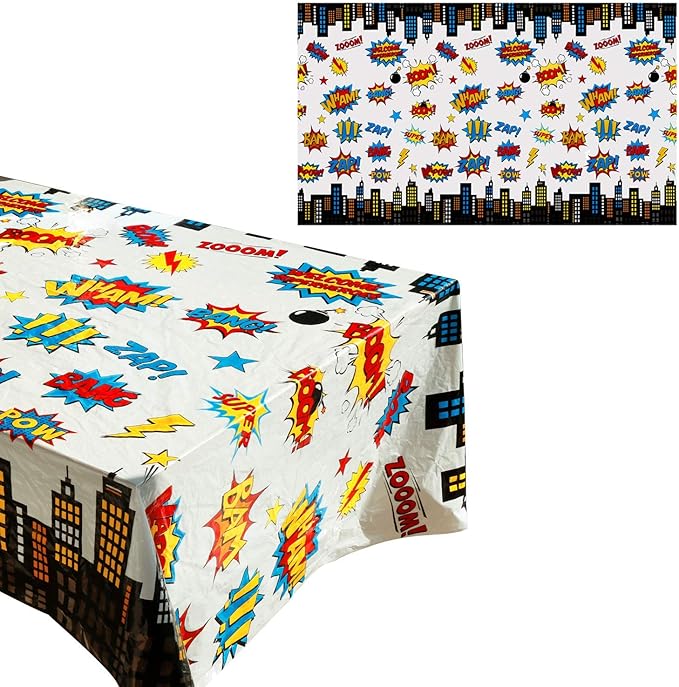 5 Pack Superhero Plastic Table cover,43" x 71" Superhero Tablecloths Party Supplies Decorations