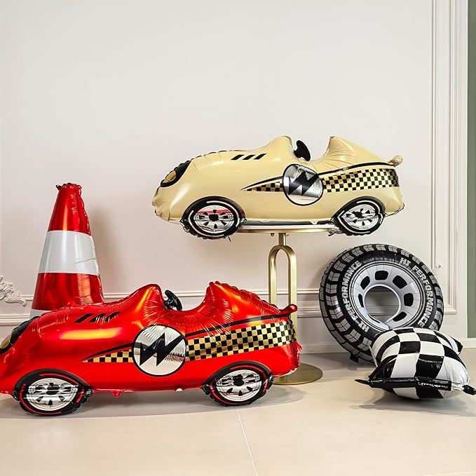 3D Self standing Race Car Tire Foil Balloon car balloons for birthday boy race Themed party Baby Shower Decorations Supplies