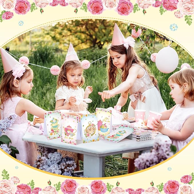 Faccito 24 Pcs Mini Tea Notebook Floral Tea Mini Notepad Party Favors Teapot Party Small Spiral Pocket Notebooks Floral Teapot Time Notepad Memo Spiral Notebooks for Birthday Classroom Reward Supplies