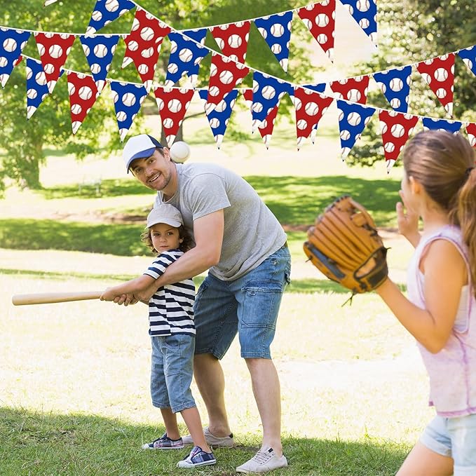 Faccito 5 Pack Baseball Banners Party Decorations Sports Championship Pennants Hanging Decor Themed Triangle Flags Athletics Game Garland for Birthday Party Supplies (Multicolor)