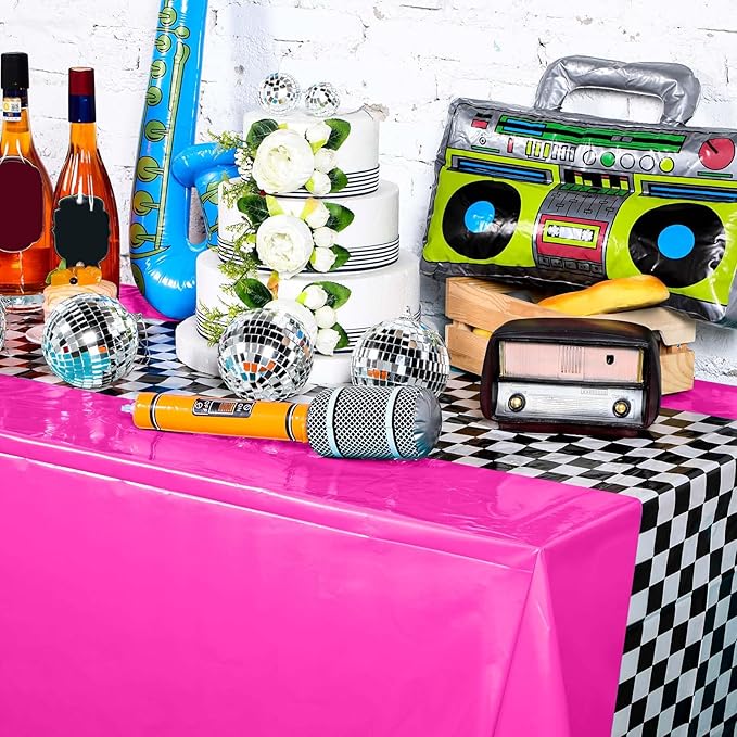 Irenare Car Birthday Party Supplies Racing Decorations 50s Party Tablecloth Racetrack Table Runner Table Covers for Kids Boy Car Theme Birthday Decor, 54 x 108 Inch(Rose Red,6 Sheets)