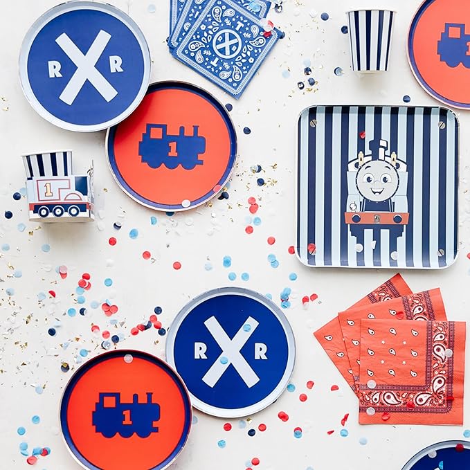 Bonjour Fete THOMAS & FRIENDS Assorted Small Plates - THOMAS & FRIENDS Train Theme - Birthday Party Supplies - Small Disposable Paper Plates - Officially Licenced - 8.25" (8 Pack)