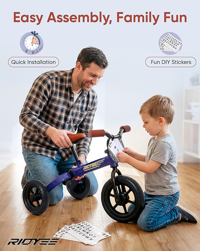 3-in-1 Foldable Tricycle and Balance Bike for Toddlers 2 to 5 Years, Tricycle for 2 Years with Adjustable Handlebar and Seat, Tricycles for 3-5 Years with DIY Plate, Blue