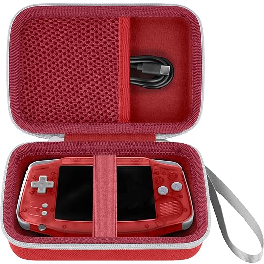 khanka Hard Travel Case Replacement for Anbernic RG34XX Handheld Game Console,Case Only. (Red)