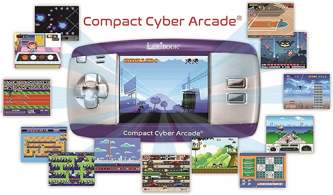 Compact Cyber Arcade Portable Gaming Console, 250 Games, LCD, Purple, JL2375PR