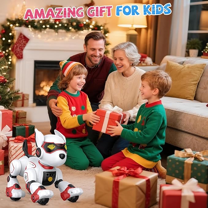 Robot Dog for Kids, Remote Control Dog with Voice Touch Interaction and lmitation Show, Programmable Gesture Sensing Dog Robot, Singing, Dancing, Talking, Smart Stunt Robot Dog Toy Gift for Boys Girls