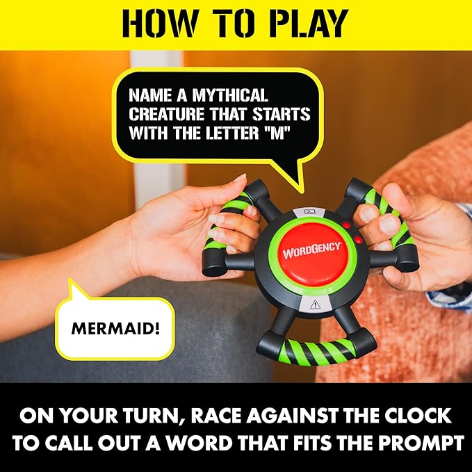Educational Insights Wordgency - Fun Family Games for Kids and Adults, Fast-Paced Word Games for Kids 8-12, Interactive Electronic Game, Quick Word Game with Timer, Travel-Friendly Play, 1-2 Players