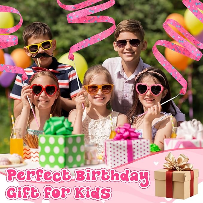 12 Pcs Kawaii Party Favors Ribbon Dancing Wands Pink Bow Tie Flower Gymnastics Ribbons Sticks Dance Streamers Dance Twirling Sticks for Girls Birthday Party Supplies Goody Bag Stuffers Gifts