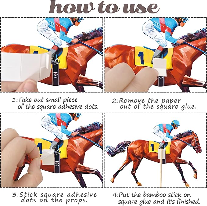 Horse Racing Centerpiece Sticks 17 Pieces Horse Race Party Table Toppers Derby Day Decorations Racehorse Party Supplies for Run for The Roses Racing Birthday Party Decor