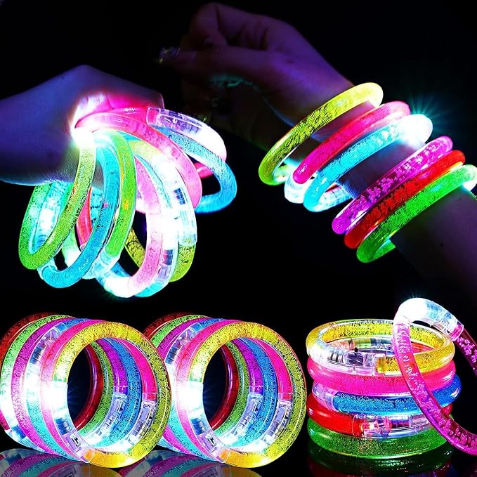 90 Pcs Glow Sticks LED Bracelets, Glow in the Dark Party Supplies for Kids/Adults, Flashing Light up Toys Goodie Bags Stuffers, Christmas Neon Accessories Carnival Birthday Concert Party Favors