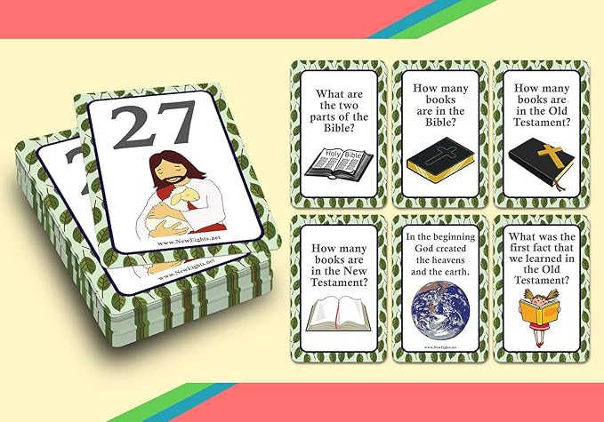 NewEights Bible Facts and Biblical Characters Learning Cards (2-Deck)