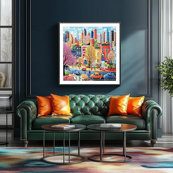 500 Piece Puzzles for Adults - Vibrant New York City Streetscape Jigsaw Puzzle, 20x20 Inches Urban Art Puzzle for Relaxation & Home Wall Decor
