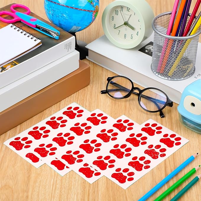 120 Pairs Red Eye Black Bulk Tiger Paw Football Stickers Sport Glitter Eyeblack Sticker Team Spirit Accessories for University College Game Day Sports Fans Themed Party Supplies