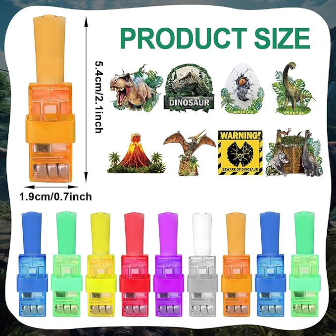 36Pcs Dinosaur LED Finger Lights Dino Glow in the Dark Light Up Finger Lights Dinosaur Party Favors Dino Theme Toys Bulk for Kids Birthday Classroom Prize Exchange Gift Supply