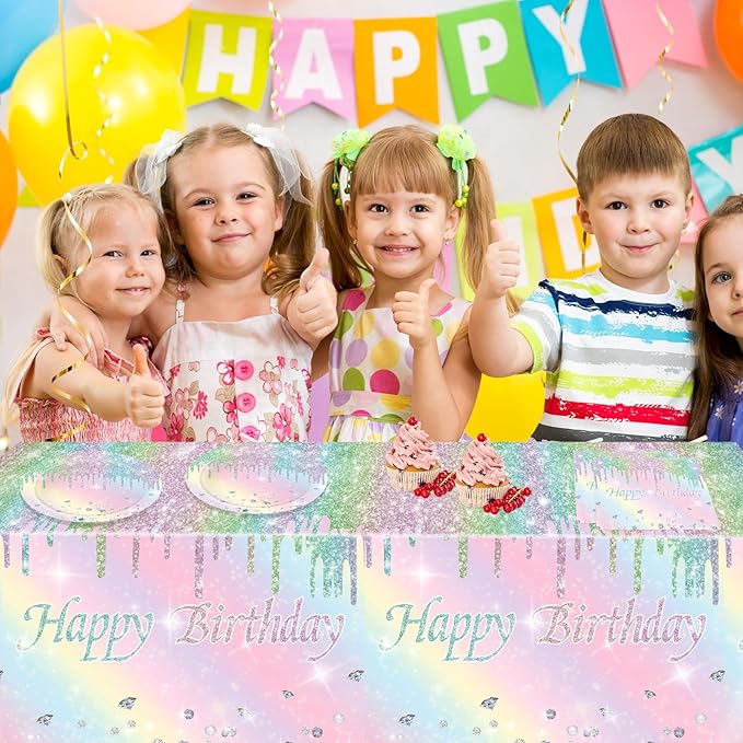 41Pcs Pastel Birthday Decorations Pastel Rainbow Tableware Set Disposable Paper Plates,Napkins,Tablecloth丨Rainbow Birthday Decorations for Girls,Baby Shower,Bridal Wedding Party Supplies,Serve 20