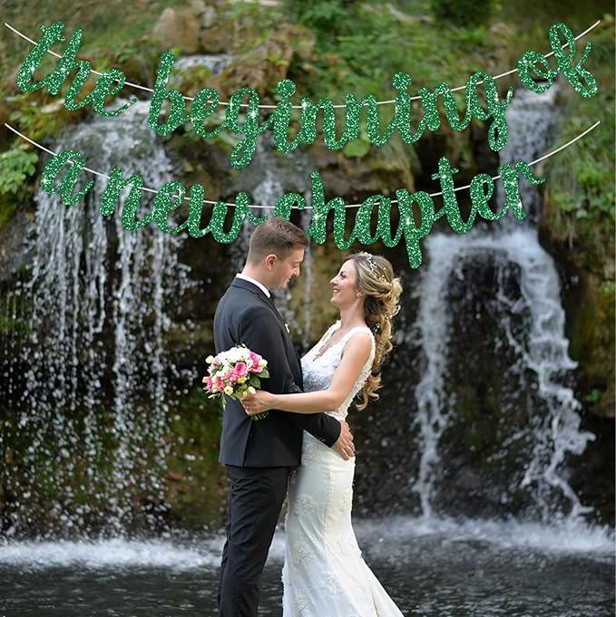 BEISHIDA The Beginning of A New Chapter Banner, Farewell party decorations,Graduation Sign 2026 Banner,Happy retirement Supplies,Going away party Sign Garland,Graduation banner Glitter Green