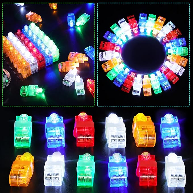 Chivao 200 Pcs LED Finger Lights Mini Finger Flashlights Light up Ring Sticks for Adults Glow in The Dark Party Favors Birthday Rave Party Supplies, 5 Colors