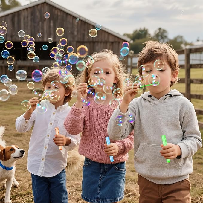 Winrayk Western Cowboy Party Favors, 24Pcs Self-designed Mini Bubble Wands for Kids Bubbles Bulk & Detachable Topper (6 Styles & Colors), Birthday Gift Pinata Filler Goodie Bag Stuffer Classroom Prize