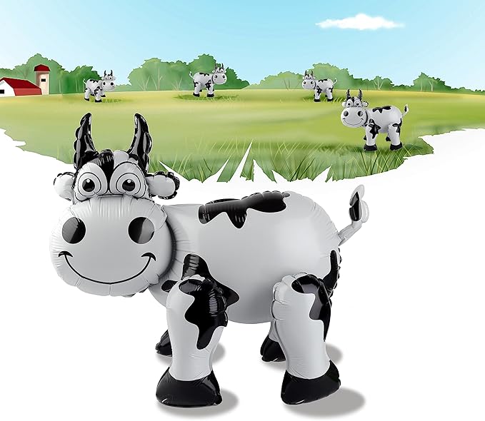 3D Cow Balloon for Western Cowboy Party Decorations,Cute Self Standing Cow Balloons for Western Cowgirl Theme Birthday Party Favor Supplies Decor