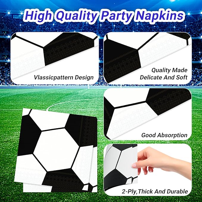 120 Pcs Soccer Party Supplies Bundle Paper Plates Napkins Forks Soccer Party Birthday Decorations For Kids Serves 30