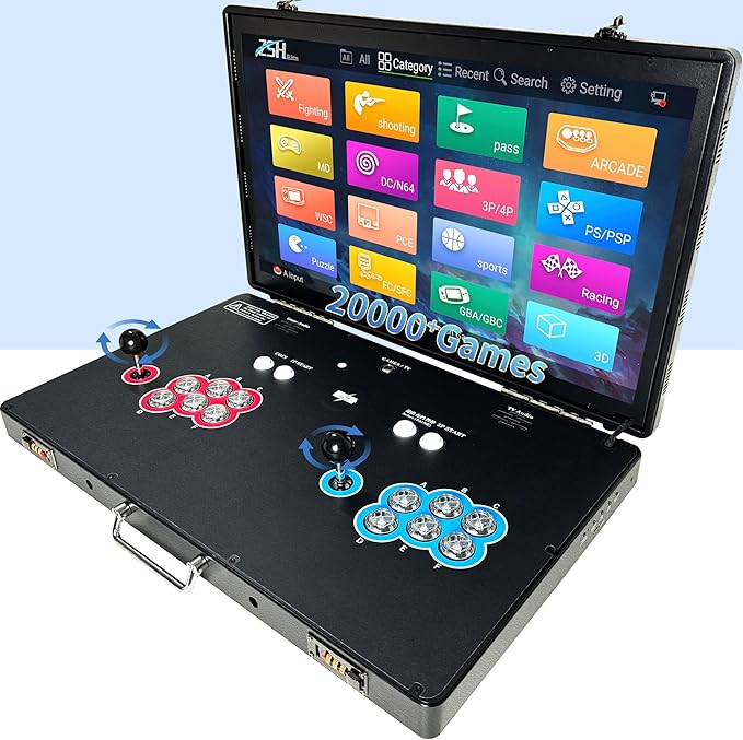 23000 in 1 Portable 3D Arcade Game Console 27-inch HD Screen Dual Players Pandoras Box RK3288 Retro Video Game Machine Metal Box Search/Hide/Save/Load/Pause Games