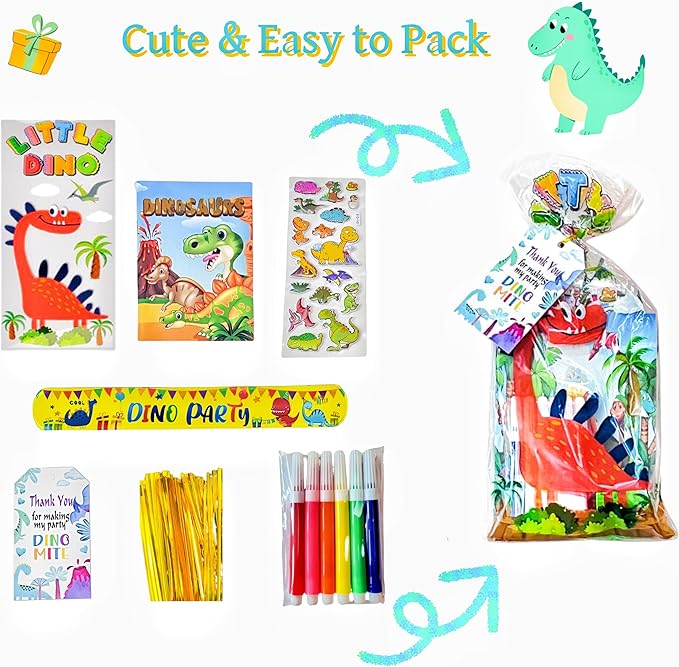 Dinosaur Party Favors -12 Pack Dinosaur Birthday Party favors Supplies, Dinosaur Goodie Bags, Dino Party Favors Gifts Bags Birthday Decorations