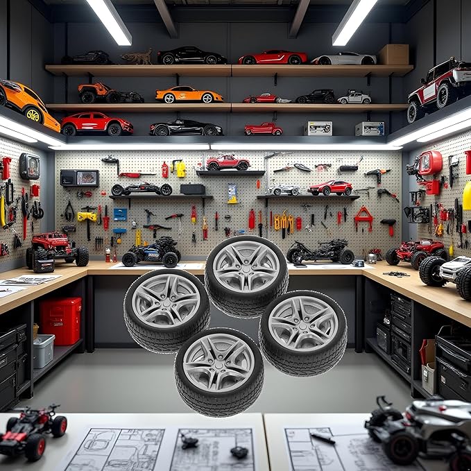 4 Pcs Black Tires,48mm Simulation Rubber Wheel Tire Wheel Toy Model DIY RC Spare Parts,Tire and Sets, Remote and App Controlled Vehicles Parts, Easy Installation