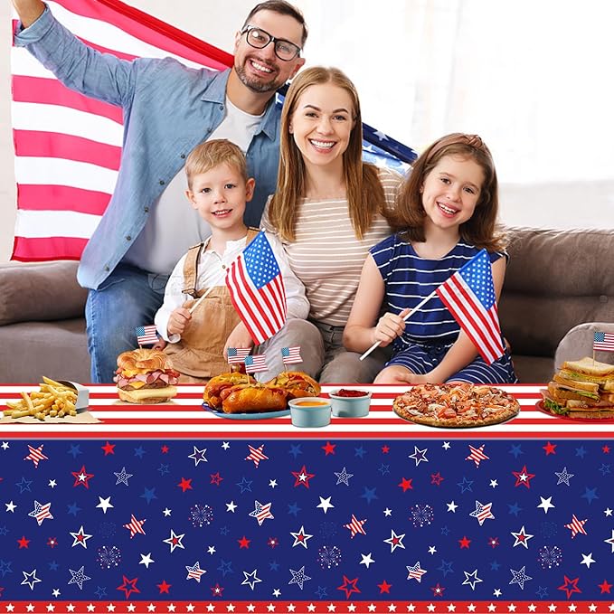 4 Pack Patriotic Tablecloth 4th of July Tablecloth Patriotic Decorations American Flag Party Table Cloth Patriotic Themed Party Supplies Memorial Party Decorations 86 x 51 in