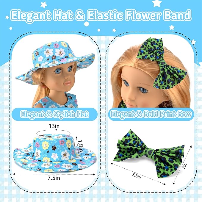 18 inch Doll Clothes and Accessories for American 18 Inch Dolls Girl Clothing Gift, 18Pcs Complete Set Clothing with Outfits, Dress, Shoes, Swimsuit, Underwear, Hat, Handbag, Clothes Hangers