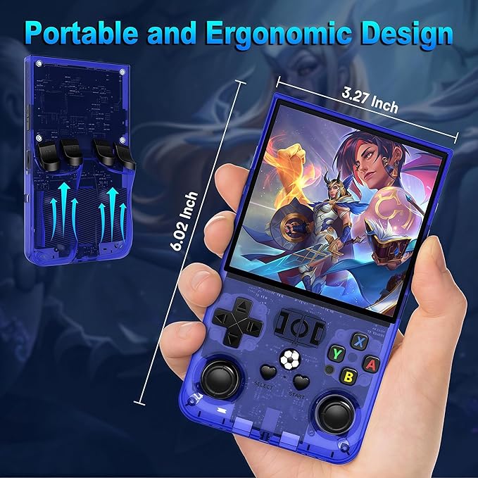 R36MAX Retro Handheld Game Console with Gift Card & Premium Bag, 4.0 Inch IPS Screen, 21,000+ Classic Game, Portable Linux System, 4000mAh Battery Retro Gaming Console (Glacial Blue Set)