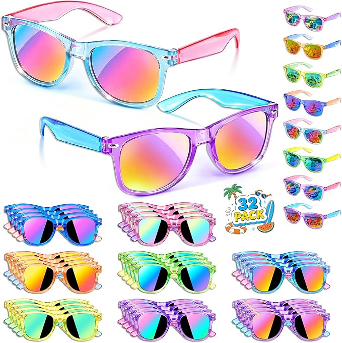 Kids Sunglasses Bulk Party Favors, Sunglasses for Kids with UV 400 Protection, Neon Sunglasses for Boys and Girls, Party Favor, Birthday Classroom Goodie Bags Party Supplies
