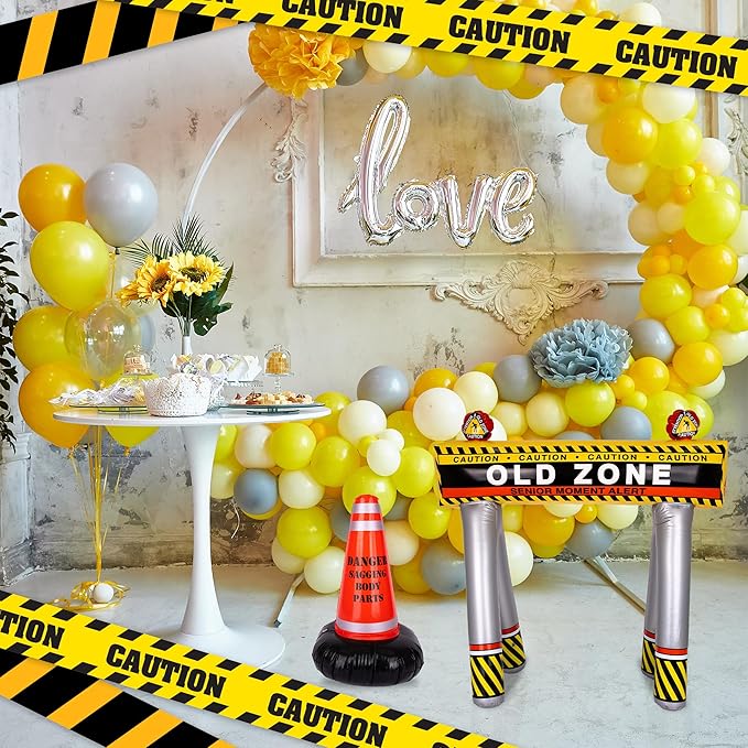 ArtCreativity Old Zone Inflatable Barricade + Cone for Over The Hill Party Decorations, 40th, 50th, 60th Birthday Decorations, 100 Days of School Costume Accessories