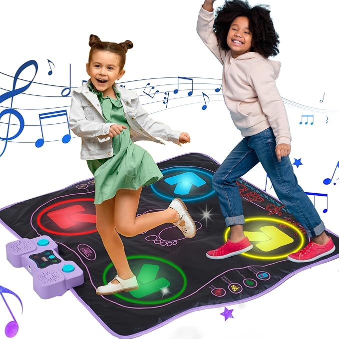 Kidzlane Electronic Dance Mat for Kids 8-12, Wireless Kids' Dance Pad with Bluetooth/AUX, Built-in Music, 5 Challenge Levels, 4 Modes - Interactive Toys for Children, Ages 6 and Up
