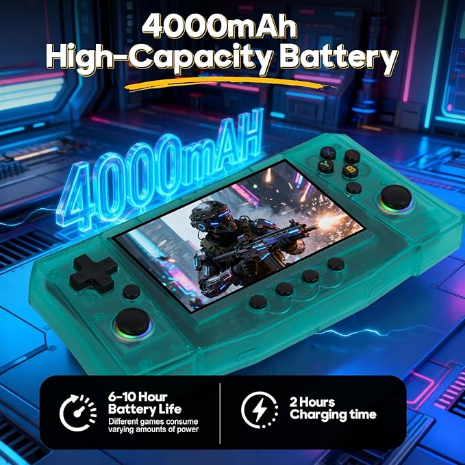 2025 New R50 Retro Handheld Game Console, 50000 Preloaded Games, 256GB Expandable Storage, 4.5 Inch IPS HD Screen, Portable Gaming Device with Long Battery Life (Green)